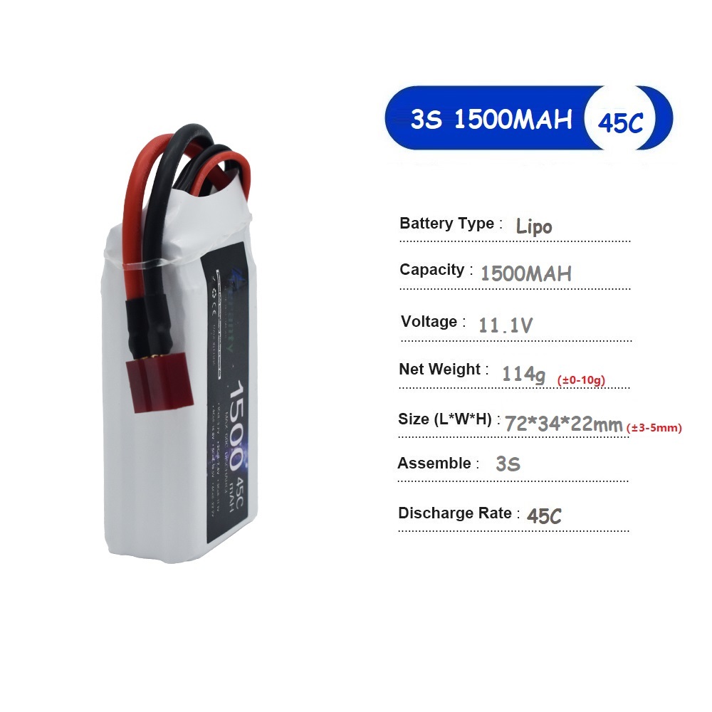 Batterie LiPo 11.1V 3S 1500mah - Drone Battery Li-Ion avis et prix