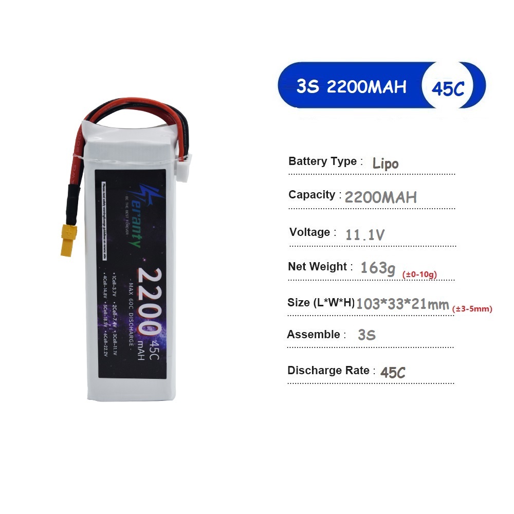 Batterie LiPo 11.1V 3S 1500mah - Drone Battery Li-Ion avis et prix